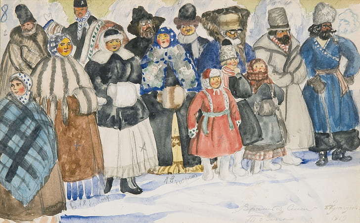 1919, Boris Mikhailovich Kustodiev, watercolour over pencil on paper, HD wallpaper