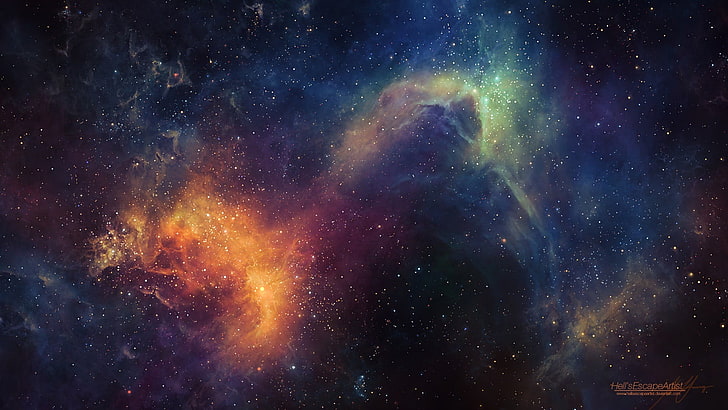 nebula wallpaper, abstract, space, space art, TylerCreatesWorlds, HD wallpaper