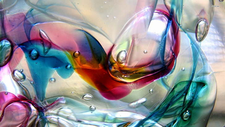abstract, aquarium, bubble, globule, ball, sphere, fish, light, HD wallpaper