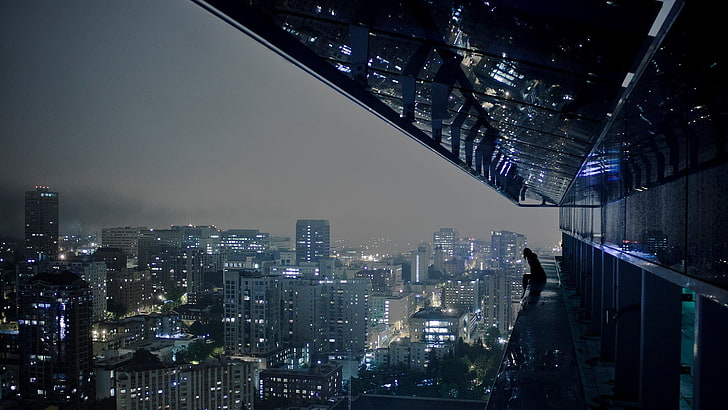 top view of high rise buildings, Aurelie Curie, cityscape, lights, HD wallpaper
