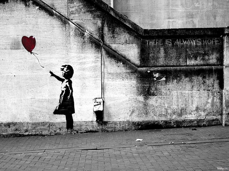 Hd Wallpaper Black And White Horse Painting Graffiti Banksy One Person Wallpaper Flare
