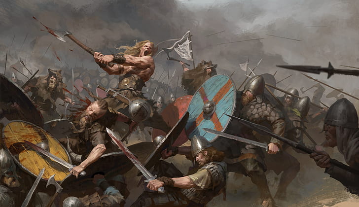 warrior, fantasy art, battle, Vikings