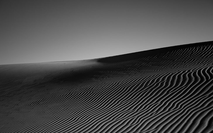 grayscale photo of desert, sand, monochrome, bw, pattern, sand Dune, HD wallpaper