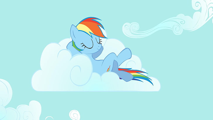 My Little Pony sleeping in cloud wallpaper, Rainbow Dash, MLP