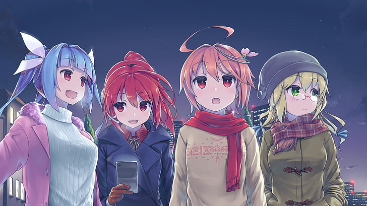 four female anime characters digital wallpaper, Kantai Collection