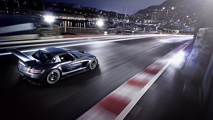 Mercedes-Benz, supercars, motion, transportation, blurred motion, HD wallpaper