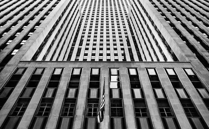 Chicagi Architecture, grayscale US embassy, Black and White, Chicago, HD wallpaper