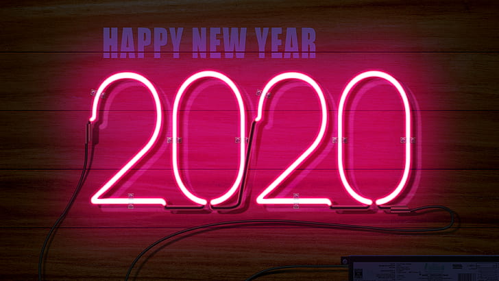neon, 2020, New Year, HD wallpaper
