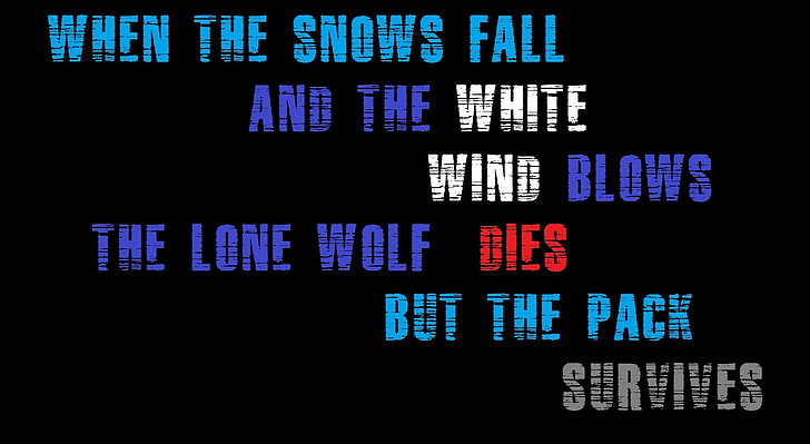 Lone Wolf, Artistic, Typography, Quote, black, plain, game of thrones