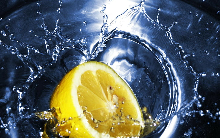 lemons, water splash, photography, HD wallpaper