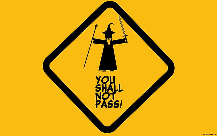 Yoy Shall Not Pass sticker, Gandalf, The Lord of the Rings, quote, HD wallpaper