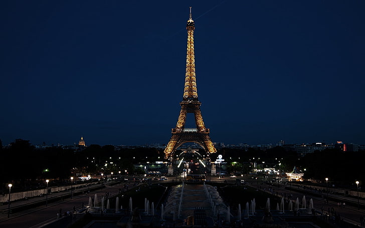 Eiffel Tower, paris, france, city, night, lights, paris - France, HD wallpaper