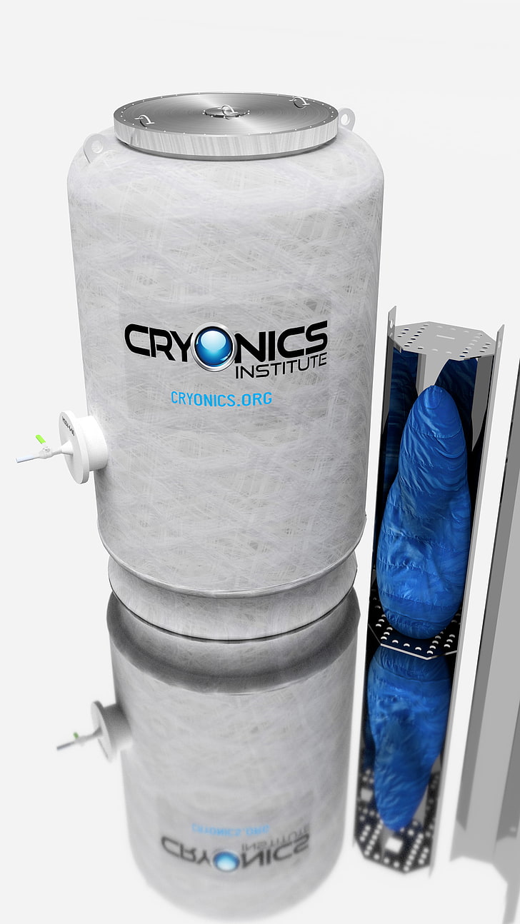 Cryonics Institute, cryostat, environment, container, cut out