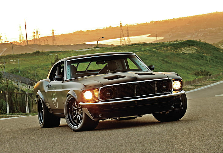 black coupe, Wallpaper, mustang, Muscle, 1969, Car, ford, wallpapers