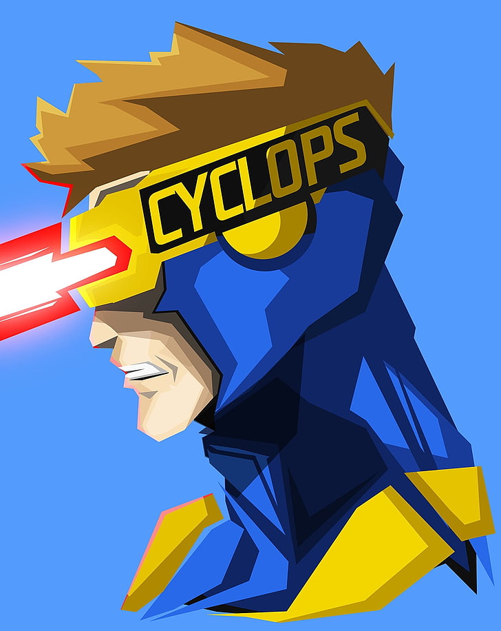 Cyclops from Marvel illustration, Marvel Comics, blue background