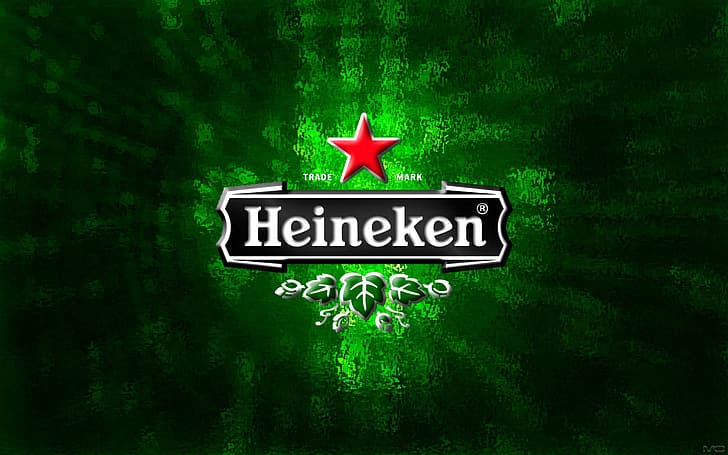 background, green, star, beer, logo, fon, Heineken, HD wallpaper