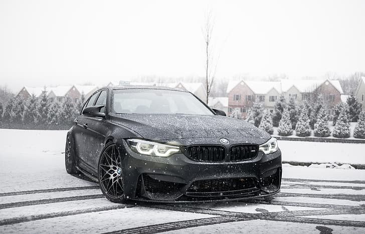 BMW, Light, Winter, Black, Snow, F80, Sight, LED, Angel eye, HD wallpaper