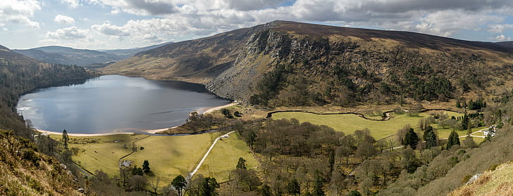 panoramic photography of mountain landscape, tay, wicklow, ireland, tay, wicklow, ireland