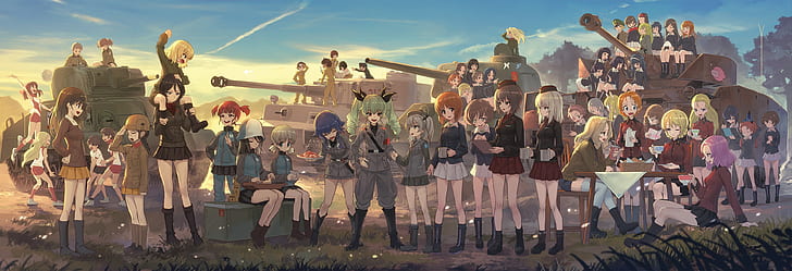 girls und panzer, anime girls, tanks, military uniforms HD wallpaper