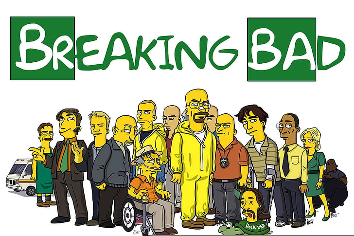 Breaking Bad digital wallpaper, The Simpsons, men, white background