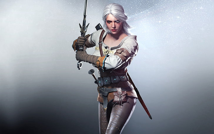 woman holding sword character, The Witcher 3: Wild Hunt, Cirilla Fiona Elen Riannon, HD wallpaper