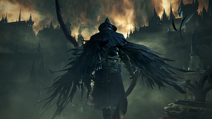 man with black cape holding sword wallpaper, man wearing wing and black coat 3D wallpaper
