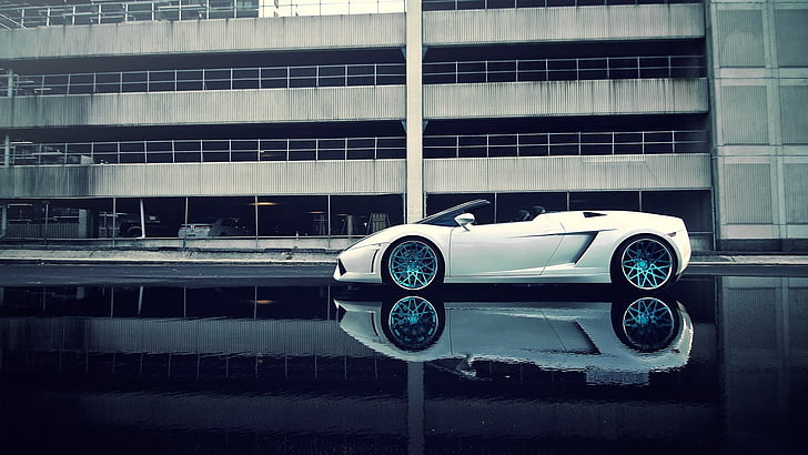 white sports coupe, Lamborghini, car, sports car, supercars, motor vehicle, HD wallpaper
