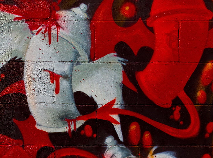 Spray Paint Cans Graffiti, Artistic, Good, Angel, Blood, Wall, HD wallpaper
