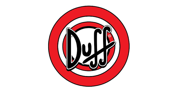 The Simpsons, minimalism, Duff, logo, sign, communication, red
