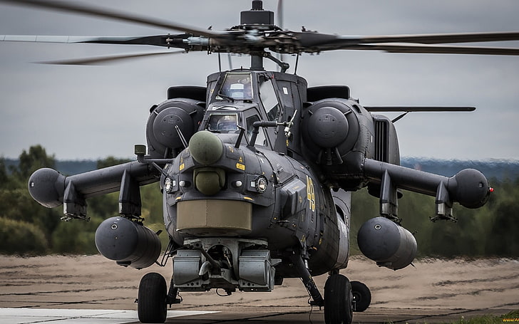 black hilicopter, Mi-28, helicopters, military, Russian Air Force, HD wallpaper