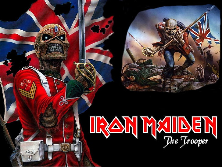 Iron Maiden poster, heavy metal, British, Trooper, music, Eddie, HD wallpaper