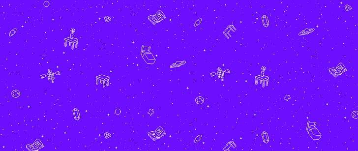 Omori, pixel art, ultrawide, universe, sky, stars, planet, purple background