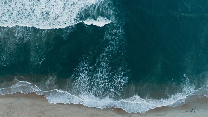 barreling wave, landscape, aerial view, sea, water, coast, beach, HD wallpaper