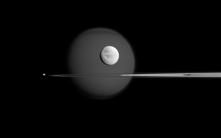 space nasa titan moon pandora moon dione moon pan moon planetary rings saturn, HD wallpaper