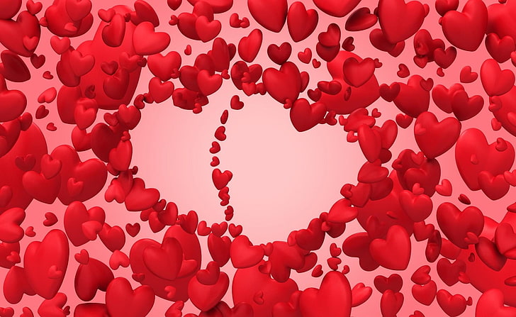 red heart wallpaper, valentines day, hearts, lots, fly, love