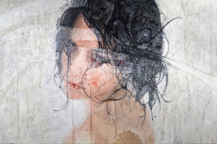 painting, women, Alyssa Monks, artwork, face, one person, adult, HD wallpaper
