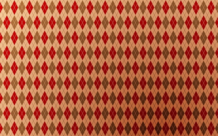 beige, red, and green argyle pattern, texture, diamonds, color, HD wallpaper
