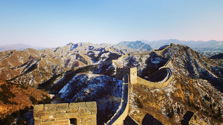 wall, china, great wall, mountains, photography, sky, landmark