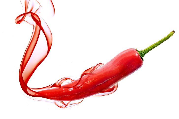 red chili, green, pepper, studio shot, white background, chili pepper, HD wallpaper