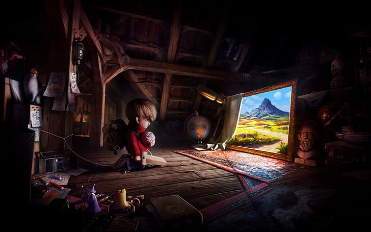 fantasy art, illustration, digital art, children, HD wallpaper