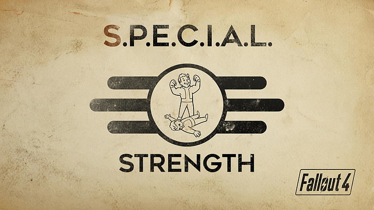Fallout 4 Special Strength case, communication, text, sign, close-up