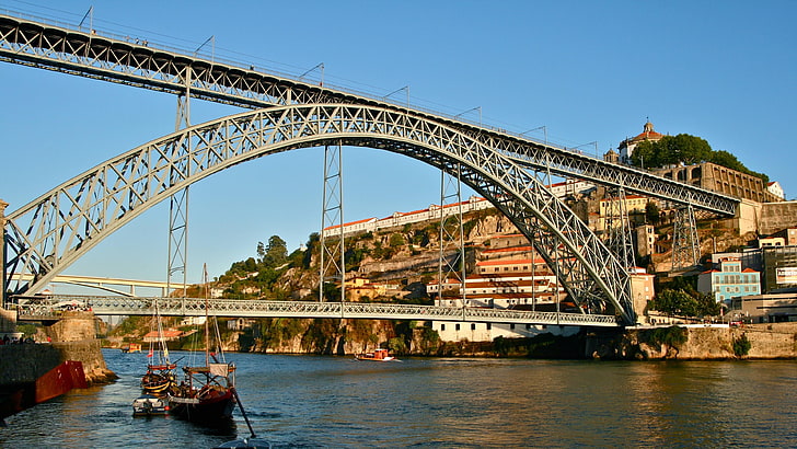 porto, bridge, dom luis, arch, douro river, portugal, europe, HD wallpaper