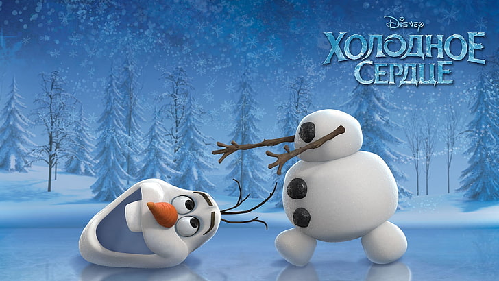 Disney Frozen Olaf wallpaper, winter, snow, joy, cartoon, laughter, HD wallpaper