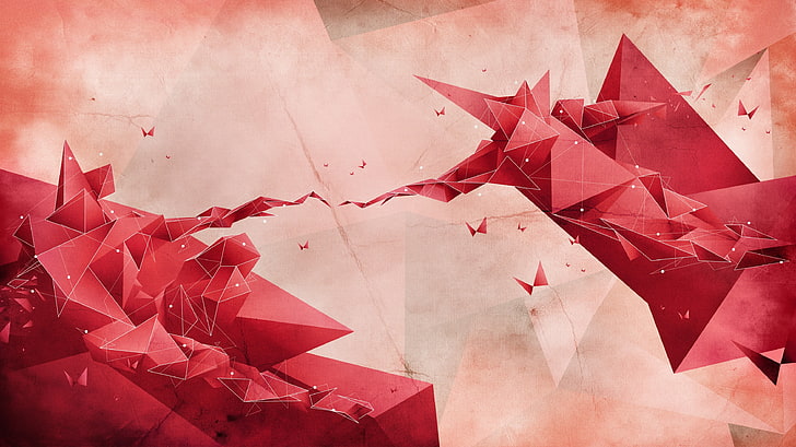 red and pink abstract painting, digital art, The Creation of Adam, HD wallpaper