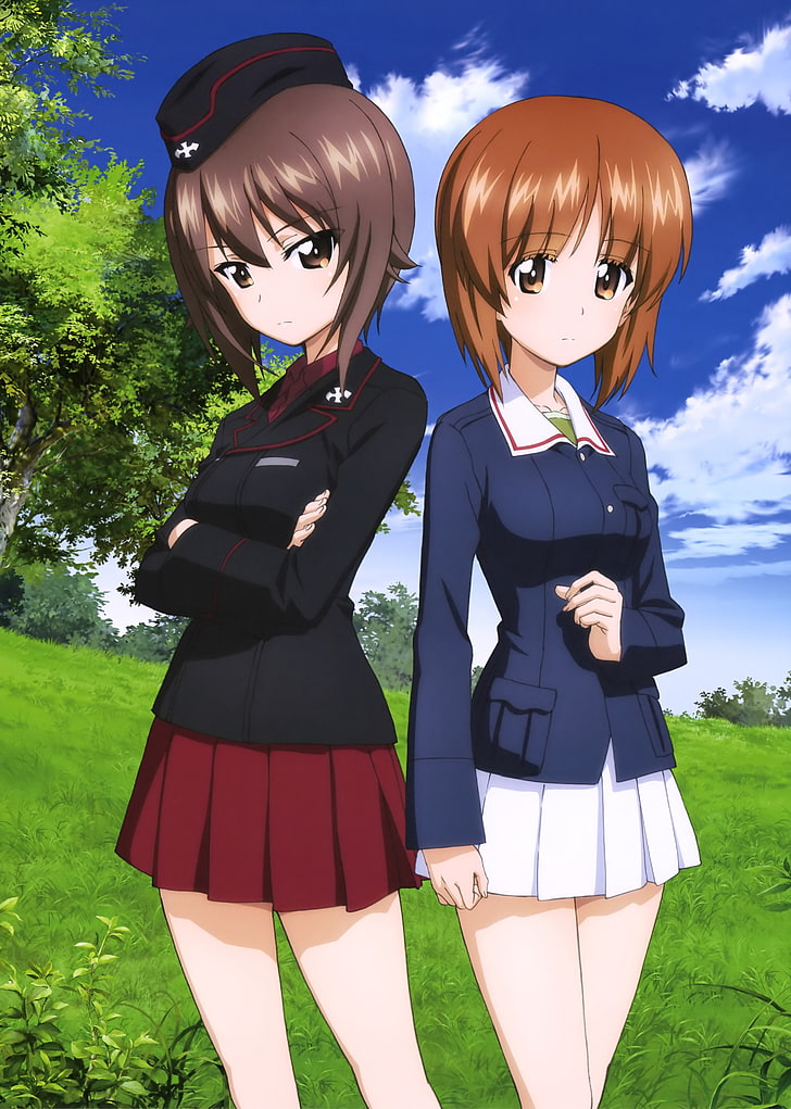 anime, anime girls, Nishizumi Maho, Nishizumi Miho, uniform
