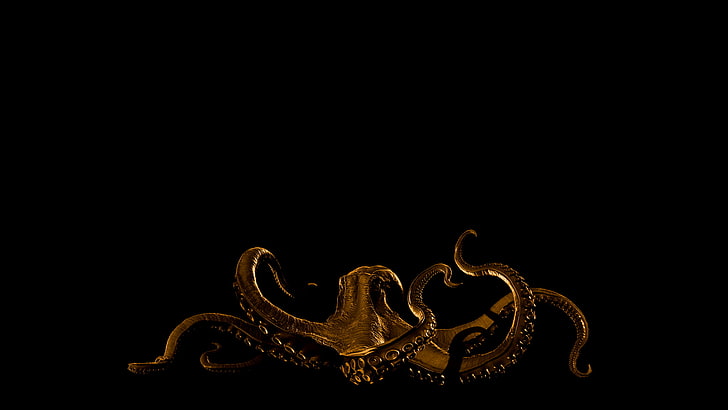 Kraken, House Greyjoy, octopus, copy space, black background, HD wallpaper