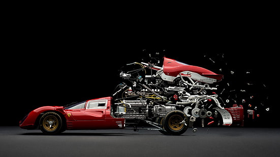 HD wallpaper: red car, Ferrari, photo manipulation, engines, gears, motors  | Wallpaper Flare