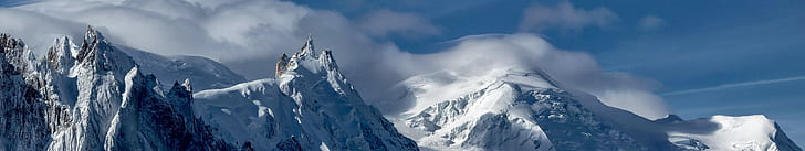 landscape triple screen snow mountain, panoramic, cold temperature, HD wallpaper