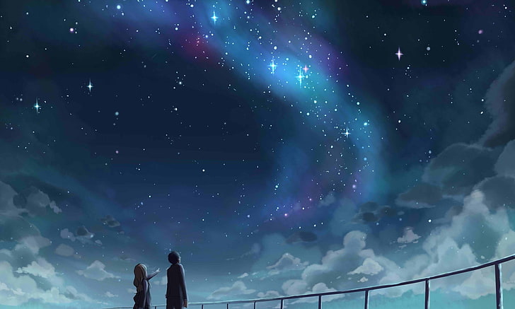 Download 4k Aesthetic Anime Shooting Stars In Sky Wallpaper | Wallpapers.com