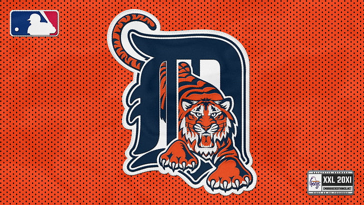 Detroit Tigers, MLB orange blue abstraction, logo, material design,  baseball, HD wallpaper
